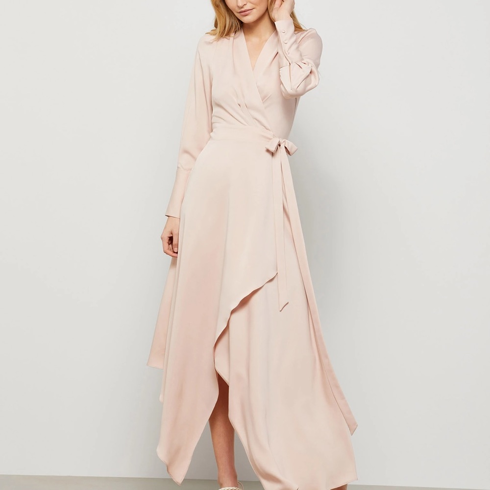 BCBG Maxazria Pink Maxi Wraparound Dress